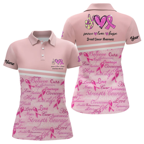 Breast Cancer Awareness Pink Golf Polo Shirt Custom Golf Shirts For Women Best Golf Gifts LDT0389