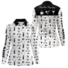 Load image into Gallery viewer, Black White Plan For The Day Golf Icons Polo Shirt Custom Golf Shirts For Women Golf Gifts LDT0392