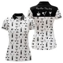 Load image into Gallery viewer, Black White Plan For The Day Golf Icons Polo Shirt Custom Golf Shirts For Women Golf Gifts LDT0392