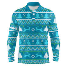 Load image into Gallery viewer, Blue Knitted Christmas Trees Mens Golf Polo Shirt Personalized Winter Xmas Golf Outfits For Men LDT0922