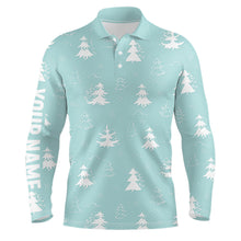 Load image into Gallery viewer, Christmas Trees And Snowflakes Mint Mens Golf Polo Shirt Custom Xmas Golf Tops For Men Golf Gifts LDT0927