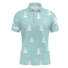 Load image into Gallery viewer, Christmas Trees And Snowflakes Mint Mens Golf Polo Shirt Custom Xmas Golf Tops For Men Golf Gifts LDT0927