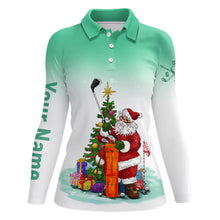 Load image into Gallery viewer, Personalized Mint Christmas Santa Golf Polo Shirt Custom Funny Golf Tops For Women Golf Gifts LDT0930