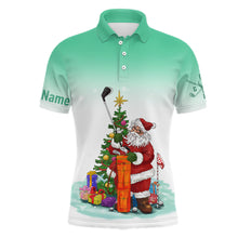 Load image into Gallery viewer, Personalized Mint Christmas Santa Golf Mens Polo Shirt Custom Funny Golf Shirts For Men Golf Gifts LDT0930