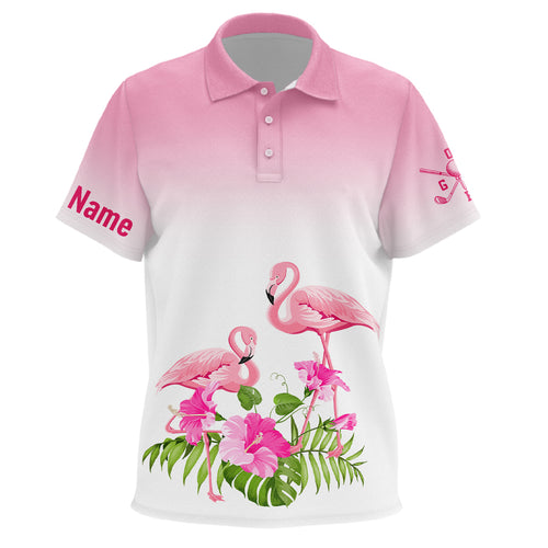 Personalized Pink Flamingo Tropical Kids Golf Polo Shirt Custom Cute Golf Shirts For Kid LDT0931