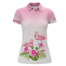 Load image into Gallery viewer, Personalized Pink Flamingo Tropical Womens Golf Polo Shirt Custom Cute Golf Shirts For Women LDT0931