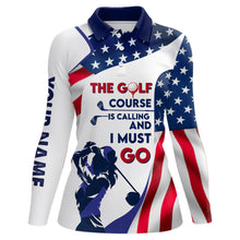 Load image into Gallery viewer, 3D American Flag Womens Golf Polo Shirts Custom Patriotic Golf Shirts For Womens, Golf Gifts LDT0140