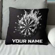 Load image into Gallery viewer, Black White Darts Flame Custom Throw Pillow Personalized Darts Gifts LDT1159