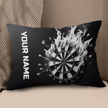 Load image into Gallery viewer, Black White Darts Flame Custom Throw Pillow Personalized Darts Gifts LDT1159