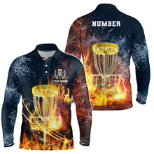 Load image into Gallery viewer, Fire And Water Mens Disc Golf Polo Shirts, Lightning Golf Shirts For Men, Disc Golf Gifts LDT0150