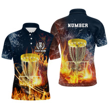 Load image into Gallery viewer, Fire And Water Mens Disc Golf Polo Shirts, Lightning Golf Shirts For Men, Disc Golf Gifts LDT0150