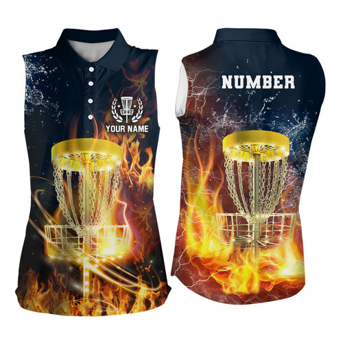 Fire And Water Womens Sleeveless Disc Golf Polos Lightning Golf Shirts For Women, Disc Golf Gifts LDT0150