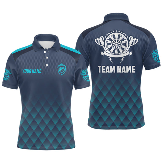 Personalized Darts Geometric Pattern Blue Navy Polo Shirts Basic Darts Jersey For Men LDT0420