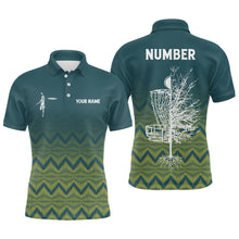 Load image into Gallery viewer, Personalized Mens Disc Golf Polo Shirt Gradient Green Geometric Disc Golf Shirts For Men LDT0724
