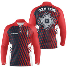 Load image into Gallery viewer, Mens Disc Golf Polo Shirt Red Navy Checkered Custom Disc Golf Shirts For Men Golf Gifts LDT0725