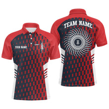 Load image into Gallery viewer, Mens Disc Golf Polo Shirt Red Navy Checkered Custom Disc Golf Shirts For Men Golf Gifts LDT0725