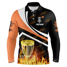 Load image into Gallery viewer, Personalized Disc Golf Fire Flame Orange Style Custom Golf Shirts For Men, Disc Golf Gifts LDT0171