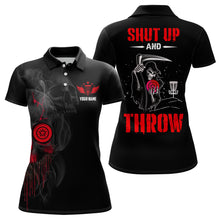 Load image into Gallery viewer, Custom Shut Up And Throw Smoky Skull Red Disc Golf Polo Shirts Scary Golf Gifts For Women LDT0452