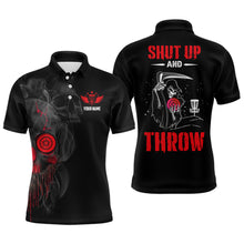 Load image into Gallery viewer, Custom Shut Up And Throw Smoky Skull Red Mens Disc Golf Polo Shirts Scary Golf Gifts For Men LDT0452