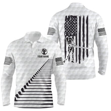 Load image into Gallery viewer, Black White American Flag Mens Golf Polo Shirts Custom Patriotic Golf Shirts For Men Golf Clubs LDT0771