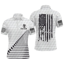 Load image into Gallery viewer, Black White American Flag Mens Golf Polo Shirts Custom Patriotic Golf Shirts For Men Golf Clubs LDT0771