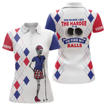 Load image into Gallery viewer, The Older I Get The Harder It Is Argyle Pattern Golf Polo Shirts Skull Golf Shirts For Women LDT0772
