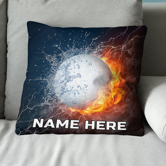 Fire And Water Golf Ball Custom Pillow Personalized Cool Golf Gifts LDT1202