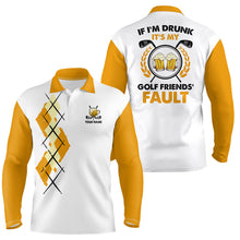 Load image into Gallery viewer, Yellow Argyle Mens Golf Polo Shirt, Personalized Beer Golf Shirts For Men, Funny Golf Shirts LDT0185