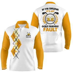 Yellow Argyle Mens Golf Polo Shirt, Personalized Beer Golf Shirts For Men, Funny Golf Shirts LDT0185