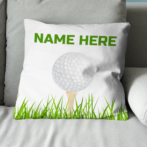 Green Golf Ball On Tee Personalized Pillow For Golfers Custom Golf Gifts LDT1215