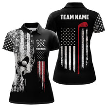 Load image into Gallery viewer, American Flag Skull Golf Polo Shirts Custom Patriotic Scary Golf Shirts For Women Golf Gifts LDT1405