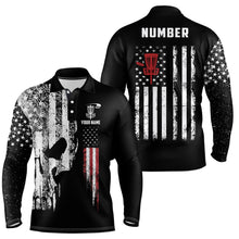 Load image into Gallery viewer, American Flag Skull Mens Disc Golf Polo Shirts Custom Patriotic Disc Golf Shirts For Men Golf Gifts LDT1406
