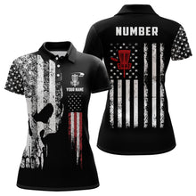 Load image into Gallery viewer, American Flag Skull Disc Golf Polos Custom Patriotic Disc Golf Shirts For Women Golf Gifts LDT1406