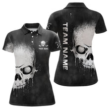Load image into Gallery viewer, Smoke Skull Black White Womens Golf Polo Shirts Custom Scary Golf Shirts For Women Golf Gifts LDT1407