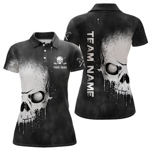 Smoke Skull Black White Womens Golf Polo Shirts Custom Scary Golf Shirts For Women Golf Gifts LDT1407