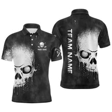 Load image into Gallery viewer, Smoke Skull Black White Mens Golf Polo Shirts Custom Scary Golf Shirts For Men Golf Gifts LDT1407
