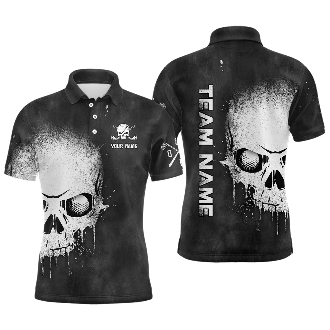 Smoke Skull Black White Mens Golf Polo Shirts Custom Scary Golf Shirts For Men Golf Gifts LDT1407