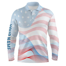 Load image into Gallery viewer, Transparent American Flag Mens Golf Polo Shirts Custom Patriotic Golf Shirts For Men Golf Gifts LDT1419