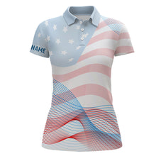 Load image into Gallery viewer, Transparent American Flag Womens Golf Polo Shirts Custom Patriotic Golf Shirts For Women LDT1419