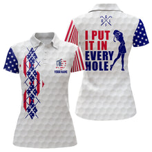 Load image into Gallery viewer, American Flag Argyle Womens Golf Polo Shirts Personalized Patriotic Us Golf Shirts For Women LDT0205