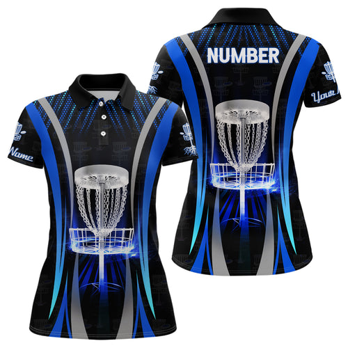 Blue Womens Cool Disc Golf Polos Custom Name And Number Disc Golf Shirts For Women Golf Gifts LDT0210