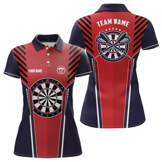 Personalized Strike Red Navy Sports Style Darts Polo Shirt Cool Darts Jersey For Women LDT0489