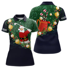 Load image into Gallery viewer, Santa Playing Golf Navy Womens Polo Shirts Christmas Golf Shirts For Women Best Golf Gifts LDT0478