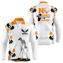 Load image into Gallery viewer, Mens Skull Golf Polo Shirt Argyle Pattern Orange Golf Shirts For Mens Halloween Golf Gifts LDT0480