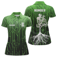 Load image into Gallery viewer, Green Womens Disc Golf Polo Shirt Custom Number Disc Golf Tops For Women Disc Golf Basket LDT1012