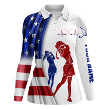 Load image into Gallery viewer, American Flag Womens Golf Polo Shirt Custom Patriotic Golf Shirts For Women Golfing Gifts LDT1424