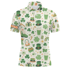 Load image into Gallery viewer, St Patrick Day Seamless Mens Golf Polo Shirts Custom Green Golf Shirts For Men Golf Gifts LDT1313
