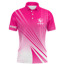 Load image into Gallery viewer, Pink White Gradient Mens Golf Polo Shirts Custom Name Golf Shirts For Men Personalized Golfer Gifts LDT1319