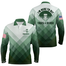 Load image into Gallery viewer, I&#39;m Here To Hit Trees &amp; Curse Green Mens Disc Golf Shirt Custom Geometric Disc Golf Tops For Men LDT0516