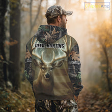 Load image into Gallery viewer, Deer Hunting American Flag Camo Hoodie, Long Sleeve Shirt – Buck Head Graphic NHT01